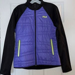 FILA - Black and Purple Track Jacket with Neon Green- Size Medium Photo 0