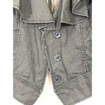 CAbi #901 Women's Black Waxed Linen Snap Moto Jacket Size Small Ruffled Collar Photo 4