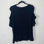 Revolve LNA Brighton Top in Black Size 3X Plus Cold Shoulder V Neck Ruched Photo 7