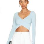 superdown  Matilda Wrap Crop Top in Baby Blue Large Photo 0