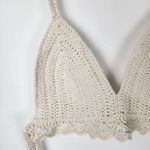 New Crochet Halter Top Bralette in Cream Cotton Scalloped Edge Handmade Size M Photo 14