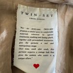 TWINSET by Simona Barbieri | Tan Linen and Vegan Leather Moto Light Jacket Large Photo 5