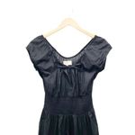 Laurie Felt Black Cap Sleeve Retro Midi Cotton Peasant Dress Women’s Size XXS Photo 2