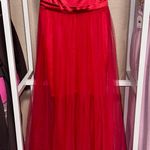 Boutique Red satin and mesh maxi prom dress  Photo 0