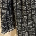 ZARA BLACK WHITE SILVER TWEED LIKE JACKET OPEN FRONT WITH FRAY LIKE FRINGE Photo 5