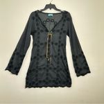 Letarte Doily 100% Cotton Cover Up Dress With Size Zipper in Black Green Size L Photo 2