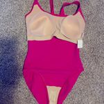 The Cove Vintage Le Women's 90s One Piece Swimsuit Hot Pink Ribbed high leg Photo 6