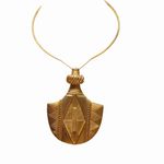 Vintage Bottle Pendant Necklace Collar Design Large Gold Tone Bold Statement Photo 8