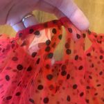 Peach Love California  Top Large Red Sheer Polka Dot Blouse Photo 7