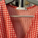 ZARA Red and White Casual Wrap Jumpsuit Photo 1