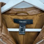 Forever 21  Brown Faux Leather Zip Jacket Classic Size Medium Photo 3