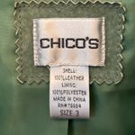 Chico's  Sage Green Leather Suede Zipped Jacket Women Bomber Size 3 XL Photo 2