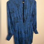 G.P.D. Mirabel Blue Floral Long Sleeve Mini Dress Mock Neck Open Back Size 2 Photo 4