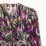 Diane Von Furstenberg  Silk Ruffle Geometric Abstract Blouse Womens‎ Size 2 Photo 1