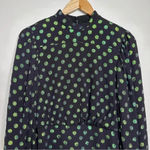 SALONI Rina Silk Blend Metallic Polka Dot Mini Sheath Dress Size 2 Black Photo 4