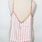 Victoria's Secret NWT Victoria’s Secret Striped Metallic Pink Flannel Lace V-Neck Cami tank Photo 3