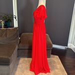 Women’s Red One Shoulder Chiffon Bridesmaid Formal Dress Corset Back Size 6 Photo 5