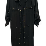 Ellen Tracy  black button-front shirt dress with gold-tone hardware Size S Photo 0