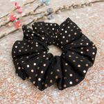 JUMBO Scrunchie Black And Rose Gold Polka Dots Oversized Scrunchie Photo 1