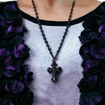 1pc Black Religious Christian Cross‎ Fashion Obsidian Style Pendant Necklace Photo 2