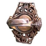 Antique Adjustable Fleur de Lis Gripoix Glass Onyx Large Georgian/Victorian Ring Brown Photo 12