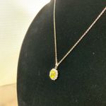 Jewelry set of Necklace, Earrings and ring (SZ 9) Silvertone Yellow/Green stone Silver Photo 5