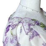 Vintage 90s Y2K White Purple Floral Butterfly Fairycore Top Large Easter Pastel Photo 6