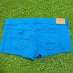 Hollister Y2K  Turquoise Super Low Rise Denim Micro Mini Booty Shorts Festival Photo 6