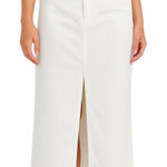 Mango MNG  White High Waist Front Slit Midi Denim Straight Pencil Skirt Size L Photo 0