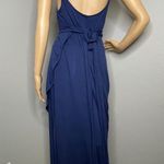 Gap Wrap Dress Spaghetti Strap Blue Maxi Size Medium Petite Photo 4
