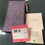 Kate Spade Burgess Court Small Slim Bifold Wallet Glitter Lilac Pink Purple Photo 1