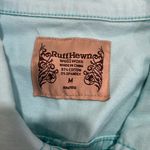 Ruff Hewn  Turquoise Blue Cotton Denim Asymmetrical Zip Short Moto Jacket Size M Photo 3