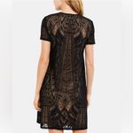 BCBGMAXAZRIA Black and Nude Short Sleeve Lace A-Line Shift Maternity Dress Sz L Photo 1