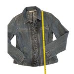 Chico's Women's Blue Ruffle Denim Jacket Size 0 Casual Long Sleeve Photo 2