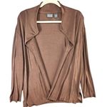 Chico's Additions Cardigan Womens XL Brown Slinky Knit Casual Travel Jacket Lagom Photo 0