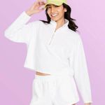 Stoney Clover Lane  Terry Cropped Pullover Sweatshirt 1/4 Zip Size Medium Photo 1