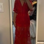 Red Lace Jumpsuit Photo 0