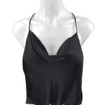 ZARA Black Sleeveless Cowl Neck Silk Satin Cropped Cami Camisole Tank Top Size S Photo 0