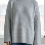 Pink Rose  Women's Gray Ribbed Sweater Photo 0