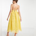ASOS Design Strappy Midi Floral Broderie Eyelet Lace Yellow Midi Dress - Tall Photo 3