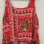 LC Lauren Conrad Lauren Conrad Floral Red Sleeveless Linen Blend Top Button Down Back XXL Photo 0