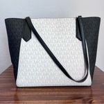 Michael Kors Kimberly Black White Bonded Small Leather Tote Purse Photo 2