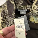 Ann Taylor Ann‎ Taylor 100% Silk Paisley Print brown and green ruffle front blouse Size 14 Photo 4