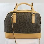 Calvin Klein Saffiano Leather Satchel Purse Brown Photo 3