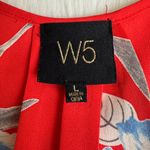 W5 Anthropology  Sleeveless High Low V-Neck Floral Top Blouse Sz Large Orange Photo 6