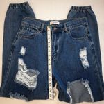 Vibrant  Distressed Blue High Waisted Jean Joggers Photo 10