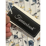 Fantaslook Blouse Womens XL White Floral Print Short Sleeve Ruffle Front Top NWT Photo 6