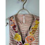 Free People  Floral Embroidered Striped Pink Freda Faux Wrap Tank - Size - XS Photo 3