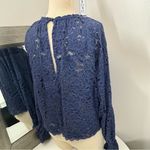 Free People Blue Ruffled Olivia lace Blouse Photo 7