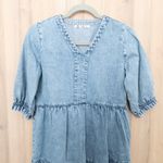 Vogue Tex Womens Washed Denim Dress Size M Blue Tiered Cottage Boho Prairie Size M Photo 1